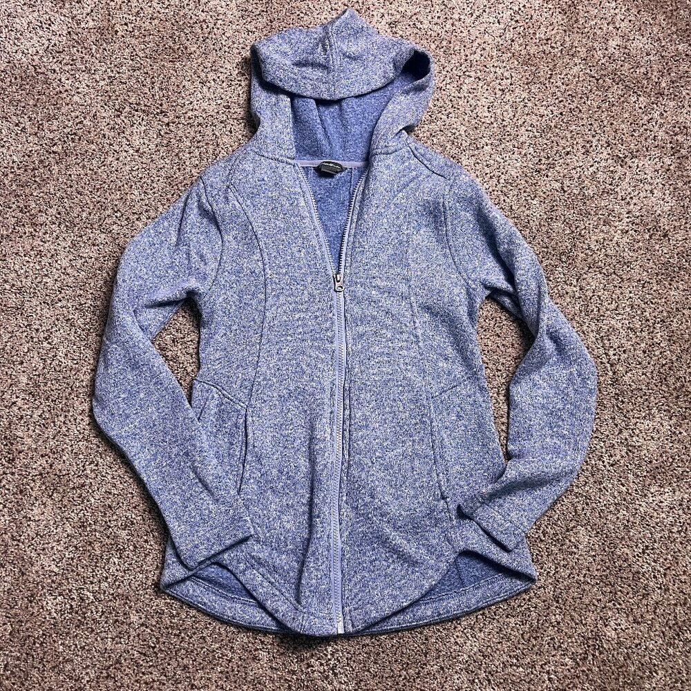 Eddie Bauer Jacket Women's S Blue Fleece Hooded Outdoor Hiking Full Zip